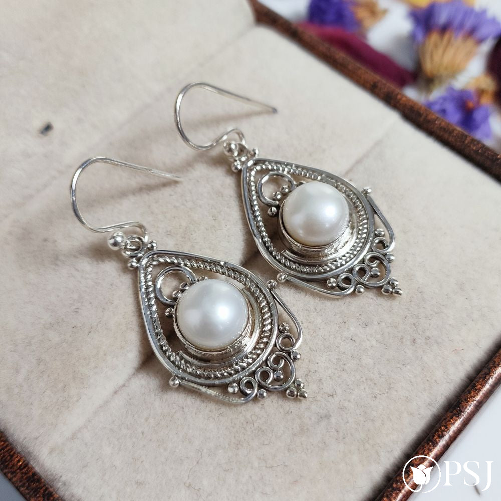 NONNYL Sterling Silver Pearl Earrings for Women AAAA India | Ubuy