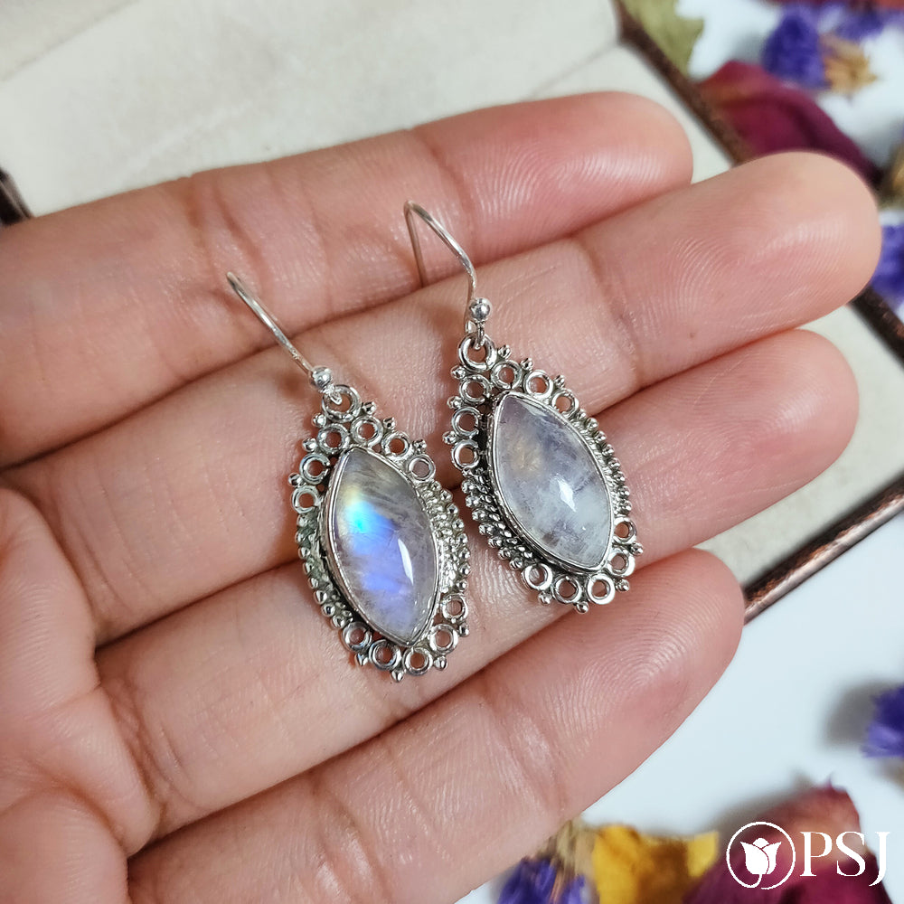 Rainbow Moonstone Drop Earrings | Made In Earth US