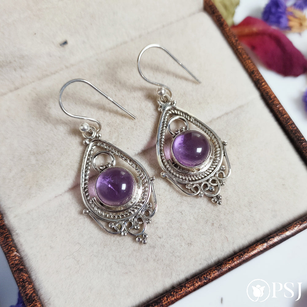 Natural Amethyst Earring, 925 Silver Earring, Handmade Earring, Dangle Earring, Designer Earring, February Birthstone Earring