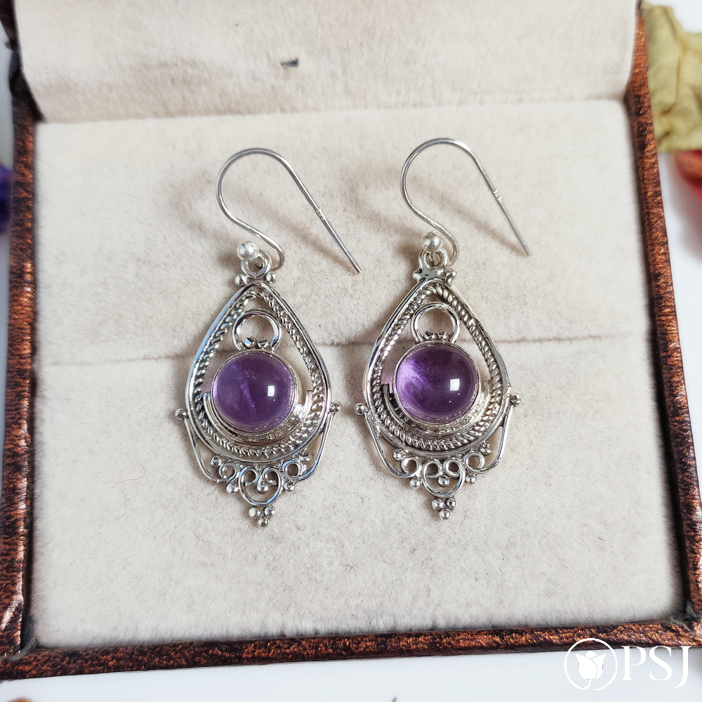 Natural Amethyst Earring, 925 Silver Earring, Handmade Earring, Dangle Earring, Designer Earring, February Birthstone Earring