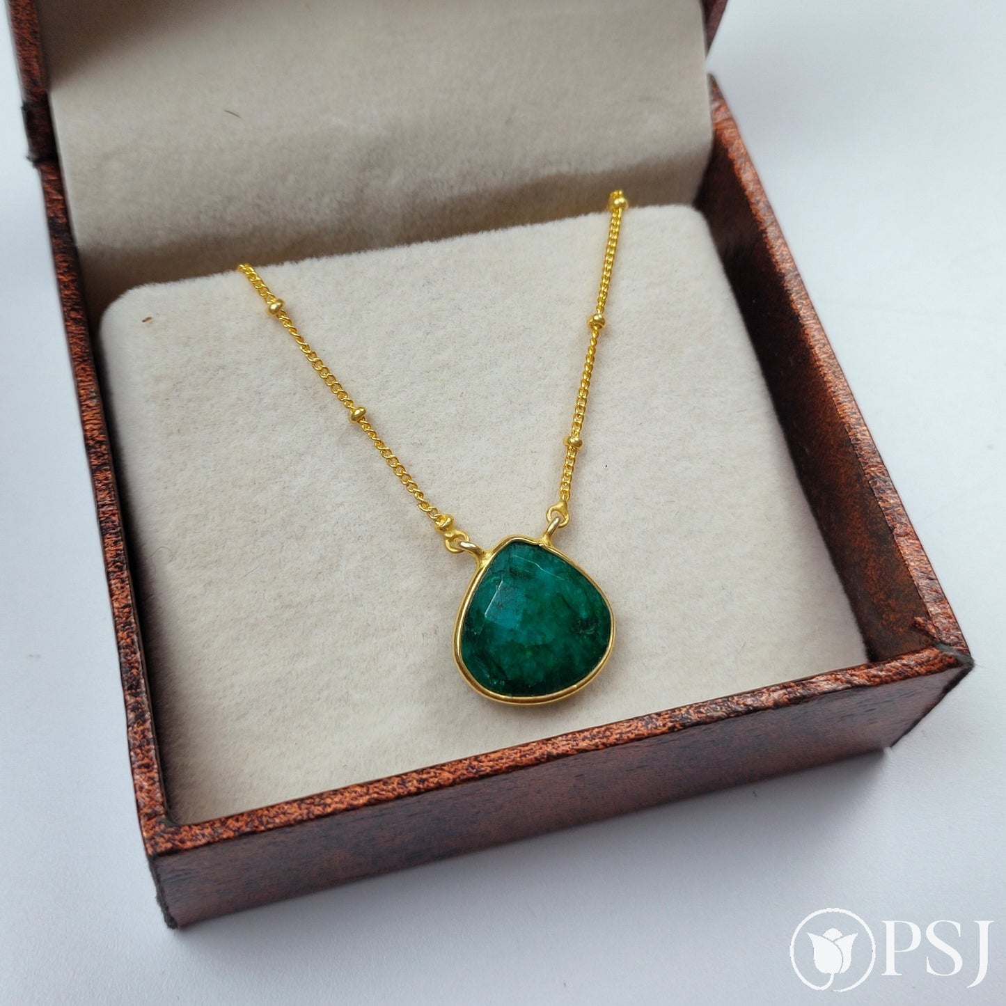 Emerald Bezel Set Heart Pendant Necklace, 925 Silver Pendant Necklace, Solitaire Necklace, Gemstone Necklace