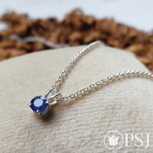 Natural Blue Sapphire Necklace, 925 Sterling Silver, Crystal Necklace, Layered Necklace, Bridesmaid, Everyday Jewelry