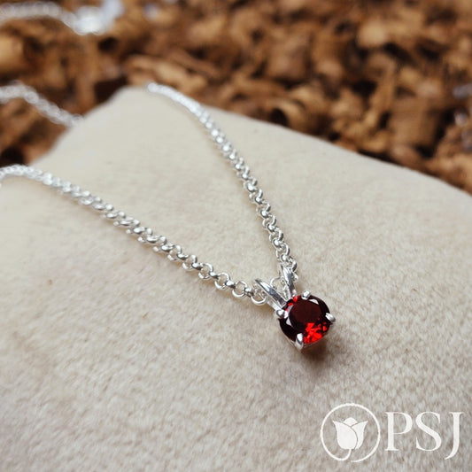 Elegant Natural Garnet Necklace, 925 Sterling Silver Jewelry, Gemstone Pendant Necklace, Chain Necklace