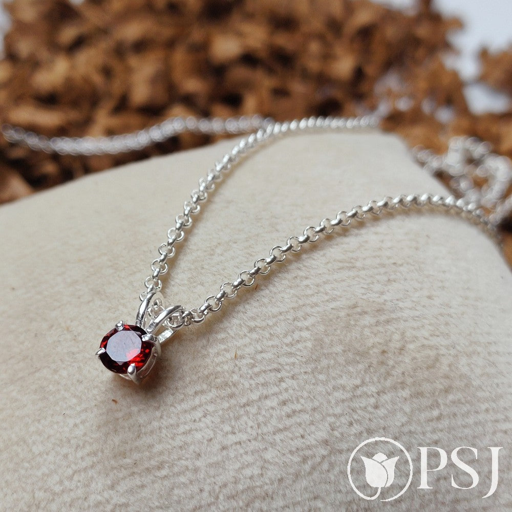 Elegant Natural Garnet Necklace, 925 Sterling Silver Jewelry, Gemstone Pendant Necklace, Chain Necklace