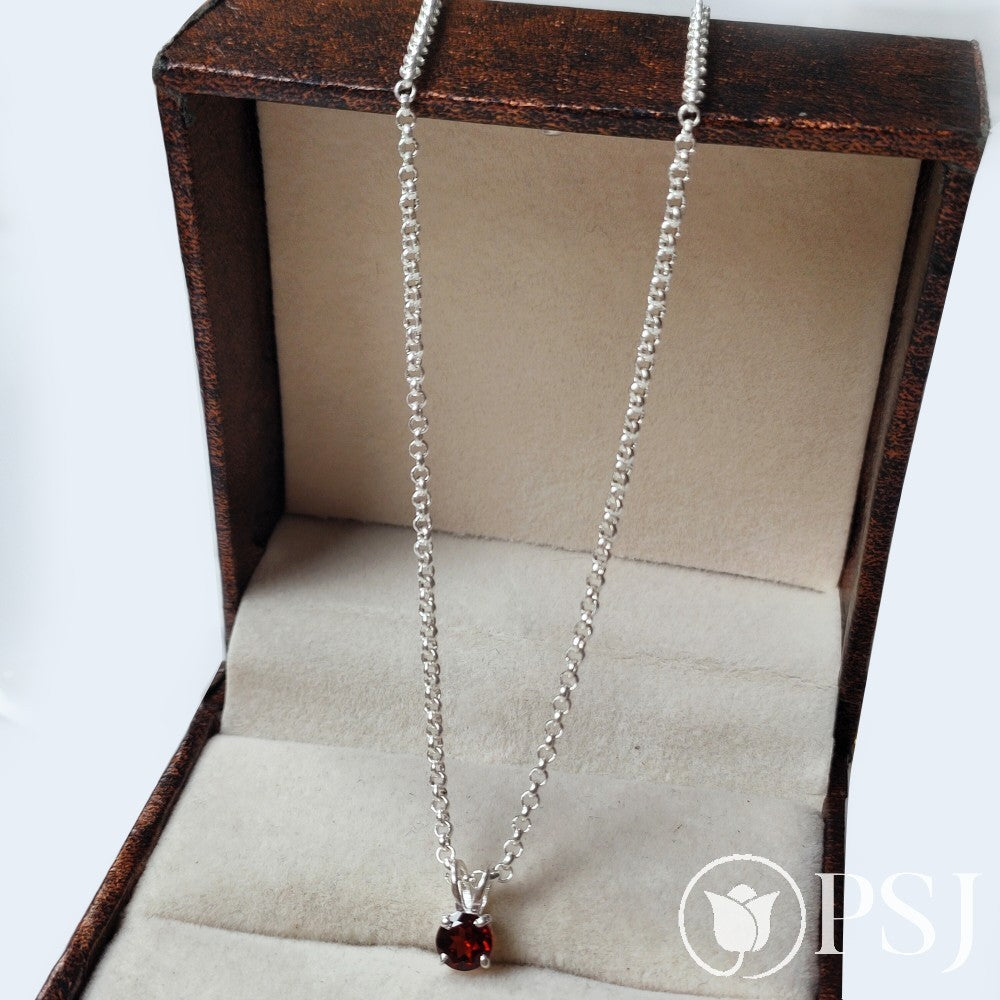 Elegant Natural Garnet Necklace, 925 Sterling Silver Jewelry, Gemstone Pendant Necklace, Chain Necklace