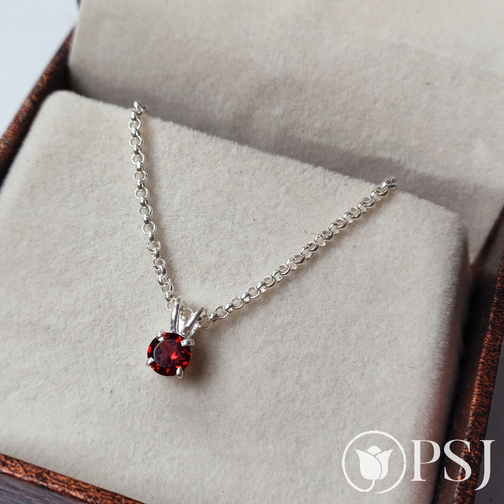 Elegant Natural Garnet Necklace, 925 Sterling Silver Jewelry, Gemstone Pendant Necklace, Chain Necklace