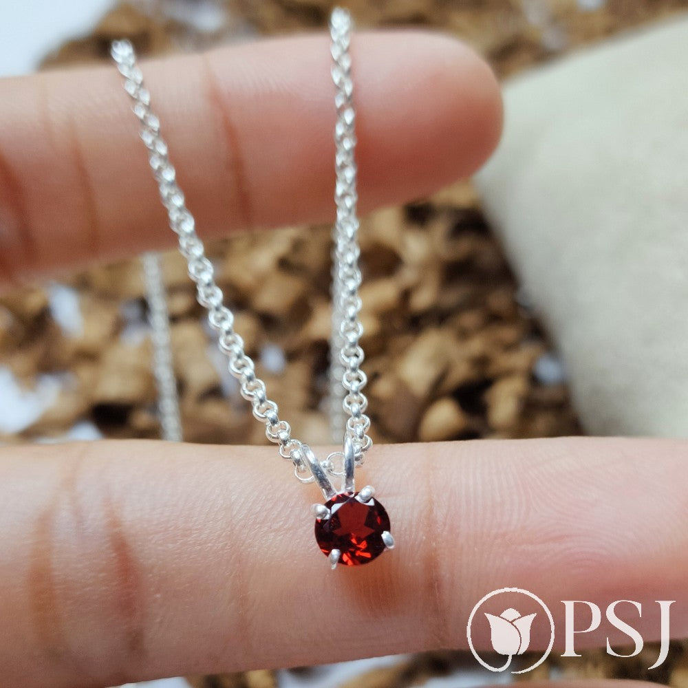 Elegant Natural Garnet Necklace, 925 Sterling Silver Jewelry, Gemstone Pendant Necklace, Chain Necklace